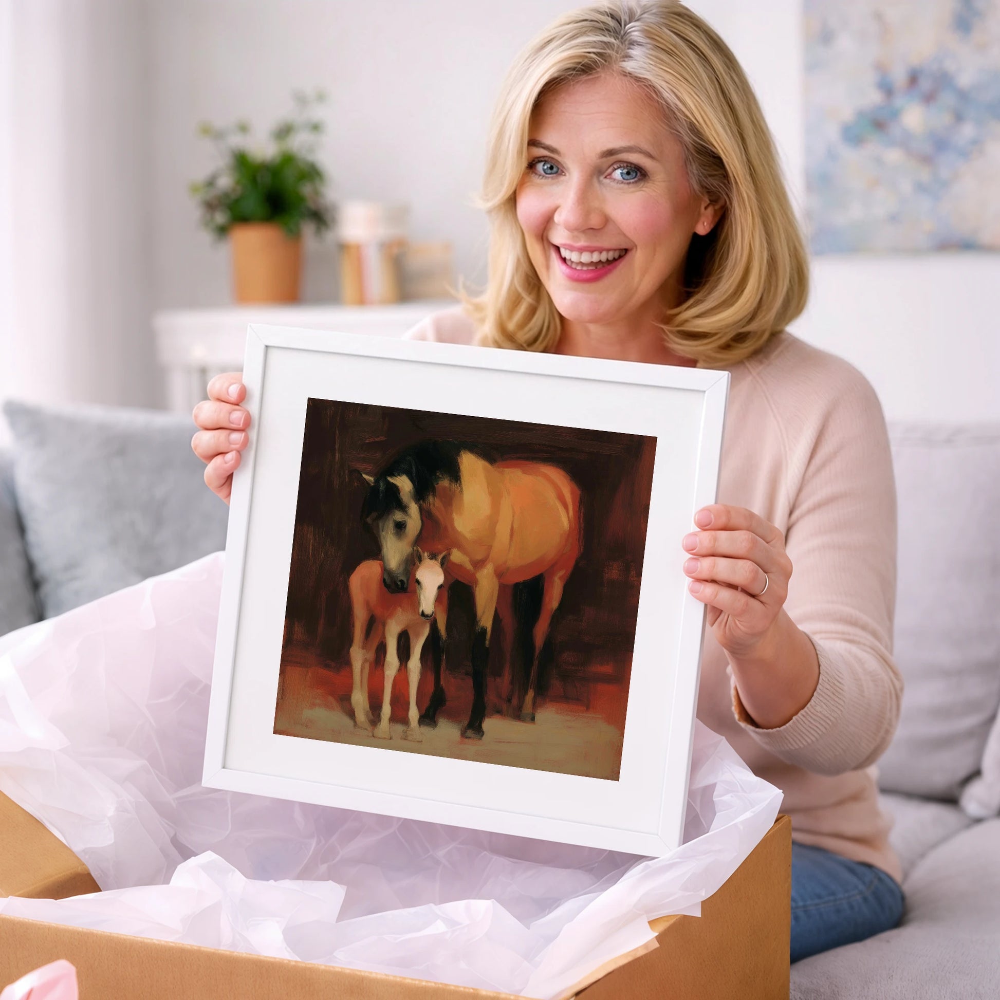 The Nurturing Bond - mare & foal art gift idea for horse lovers