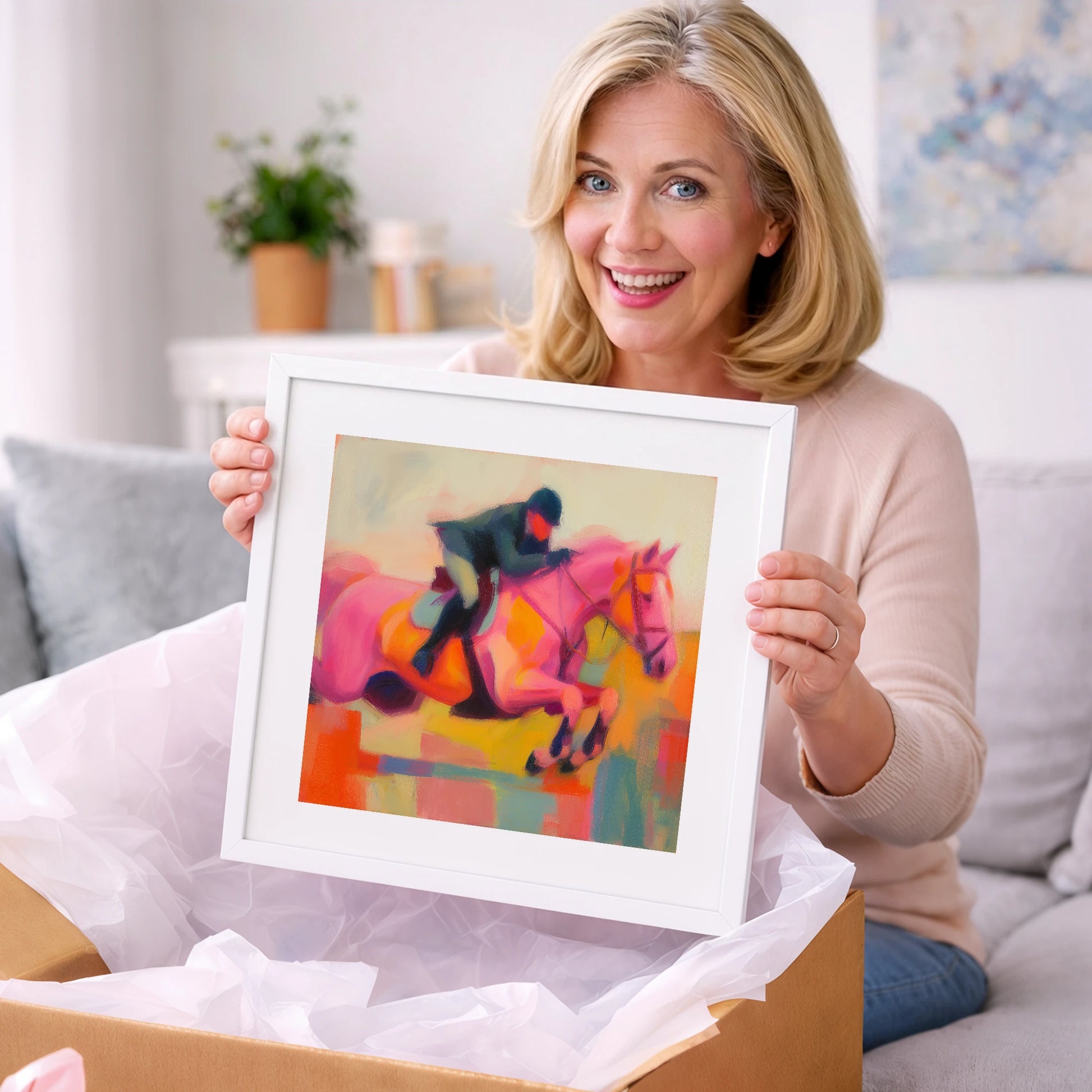 Vivid Ascent - show jumping horse art gift idea for horse lovers