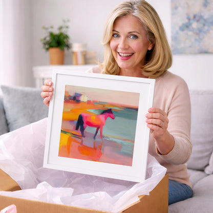 Vibrant Coastal Mirage - horse landscape art gift idea for horse lovers