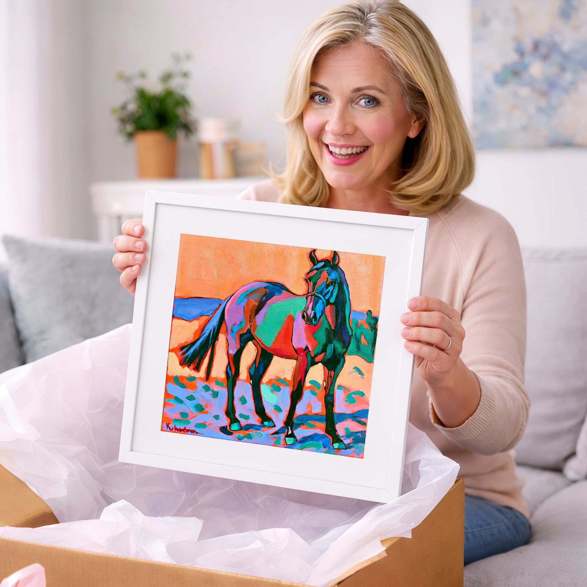 Vivid Turquoise And Purple Horse - horse breed art gift idea for horse lovers