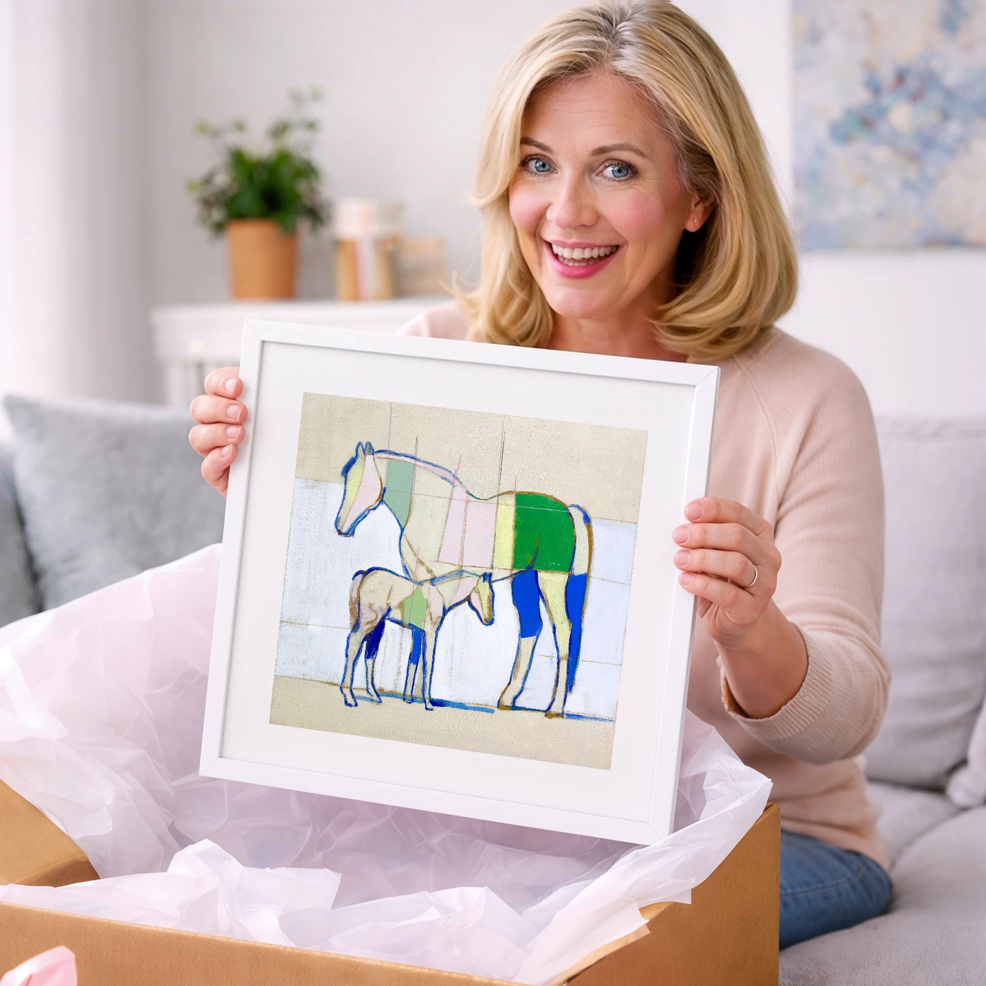 Structural Equine Harmony - mare & foal art gift idea for horse lovers