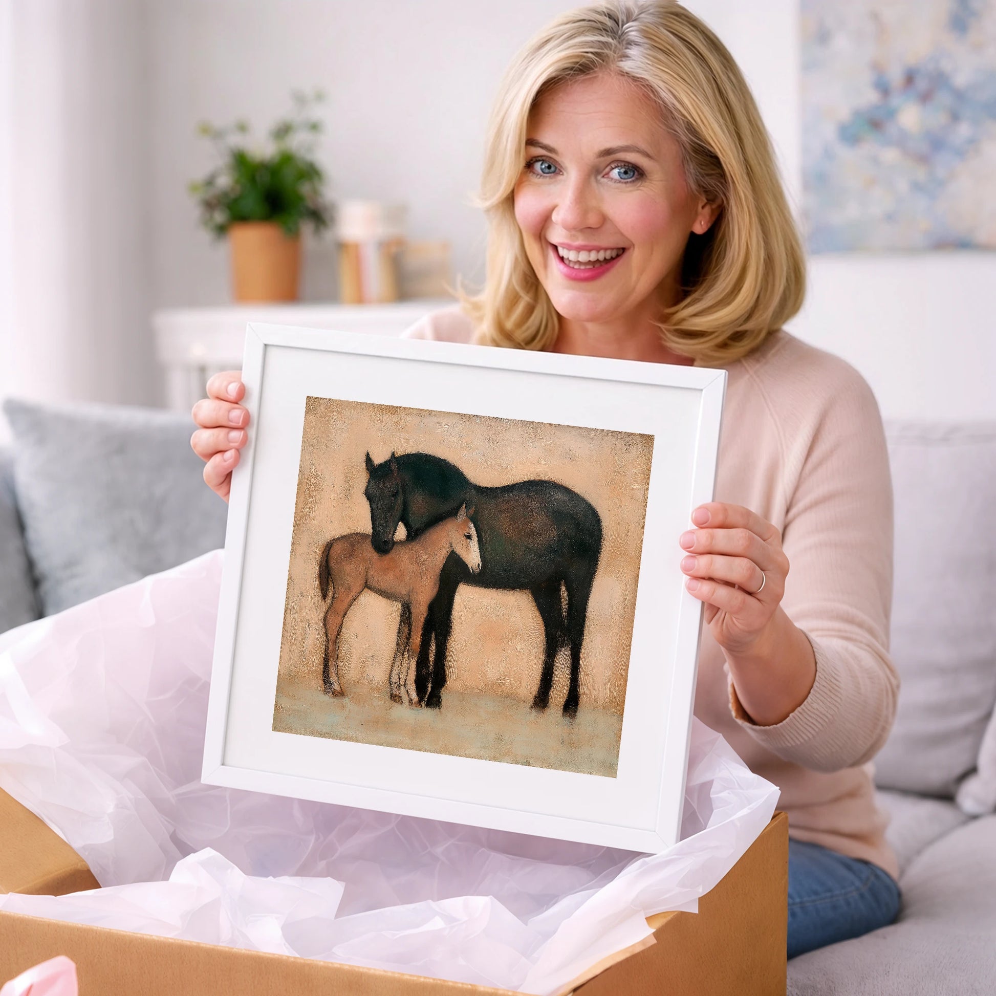 Quiet Affection - mare & foal art gift idea for horse lovers