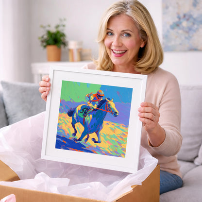 Technicolour Gallop - racing horse art gift idea for horse lovers