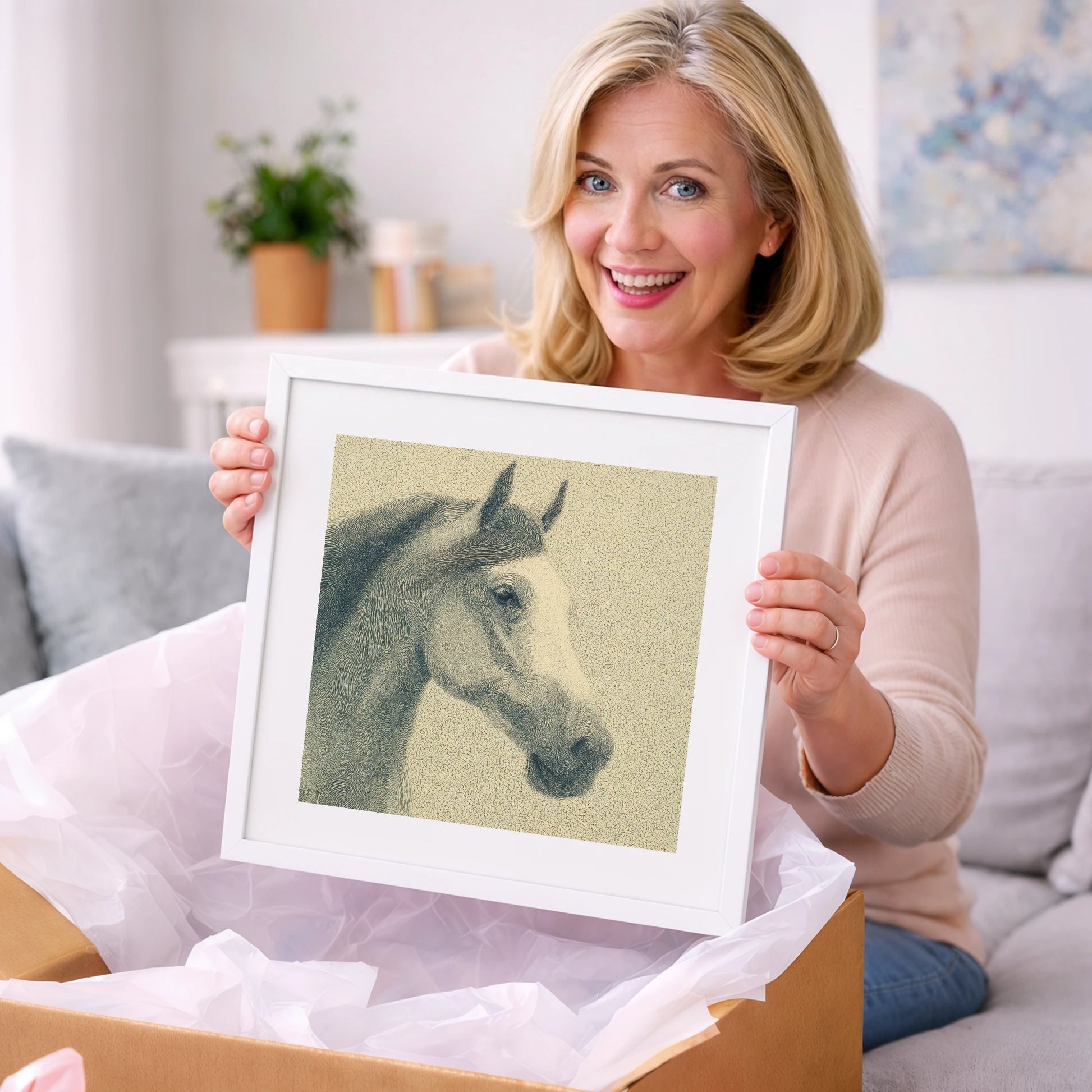 Noble Engraved Profile - horse breed art gift idea for horse lovers