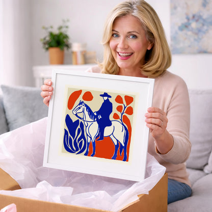The Cobalt Western Rider - western horse art gift idea for horse lovers