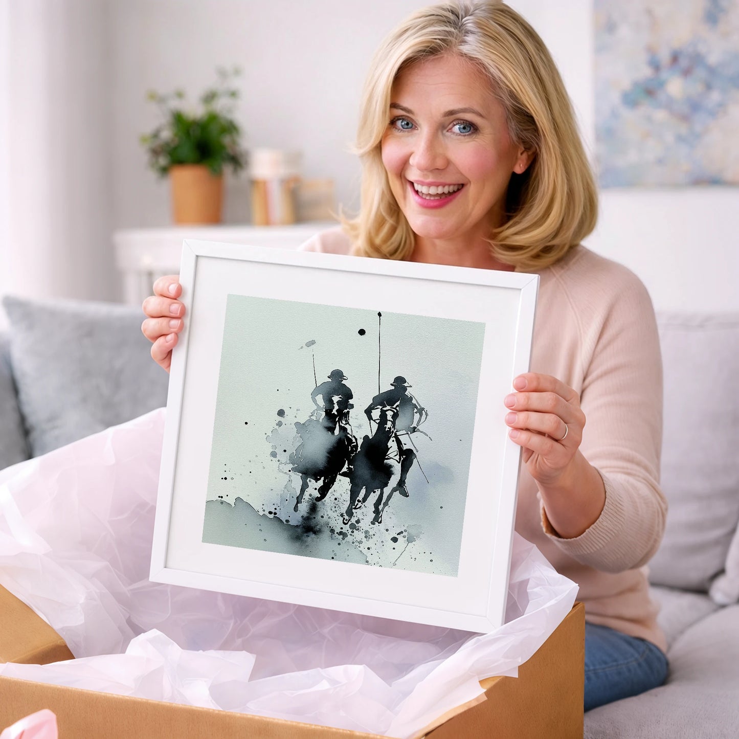 Charge of the Chukka - polo horse art gift idea for horse lovers