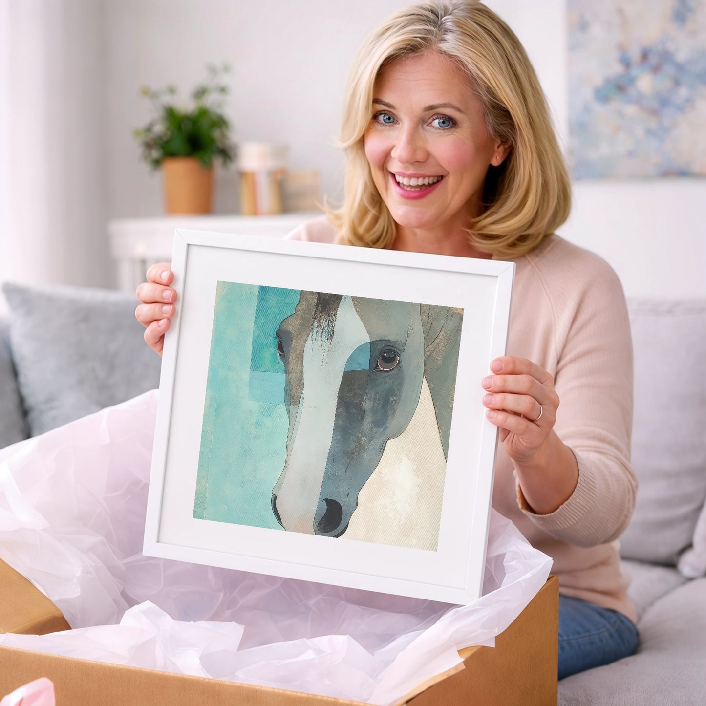 Modern Grey Gaze - horse portrait art gift idea for horse lovers