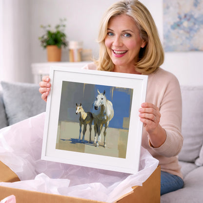 Sunlit Bonds - mare & foal art gift idea for horse lovers