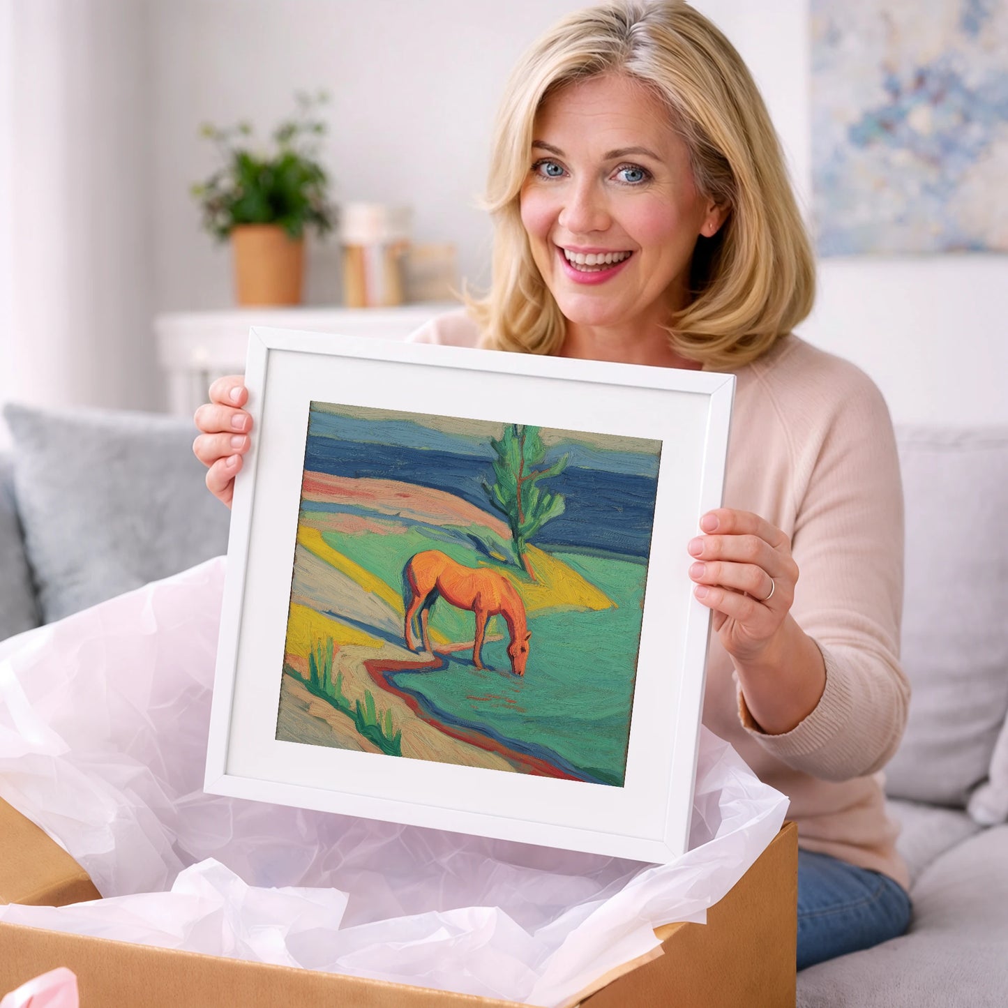 The Vivid Oasis - horse landscape art gift idea for horse lovers