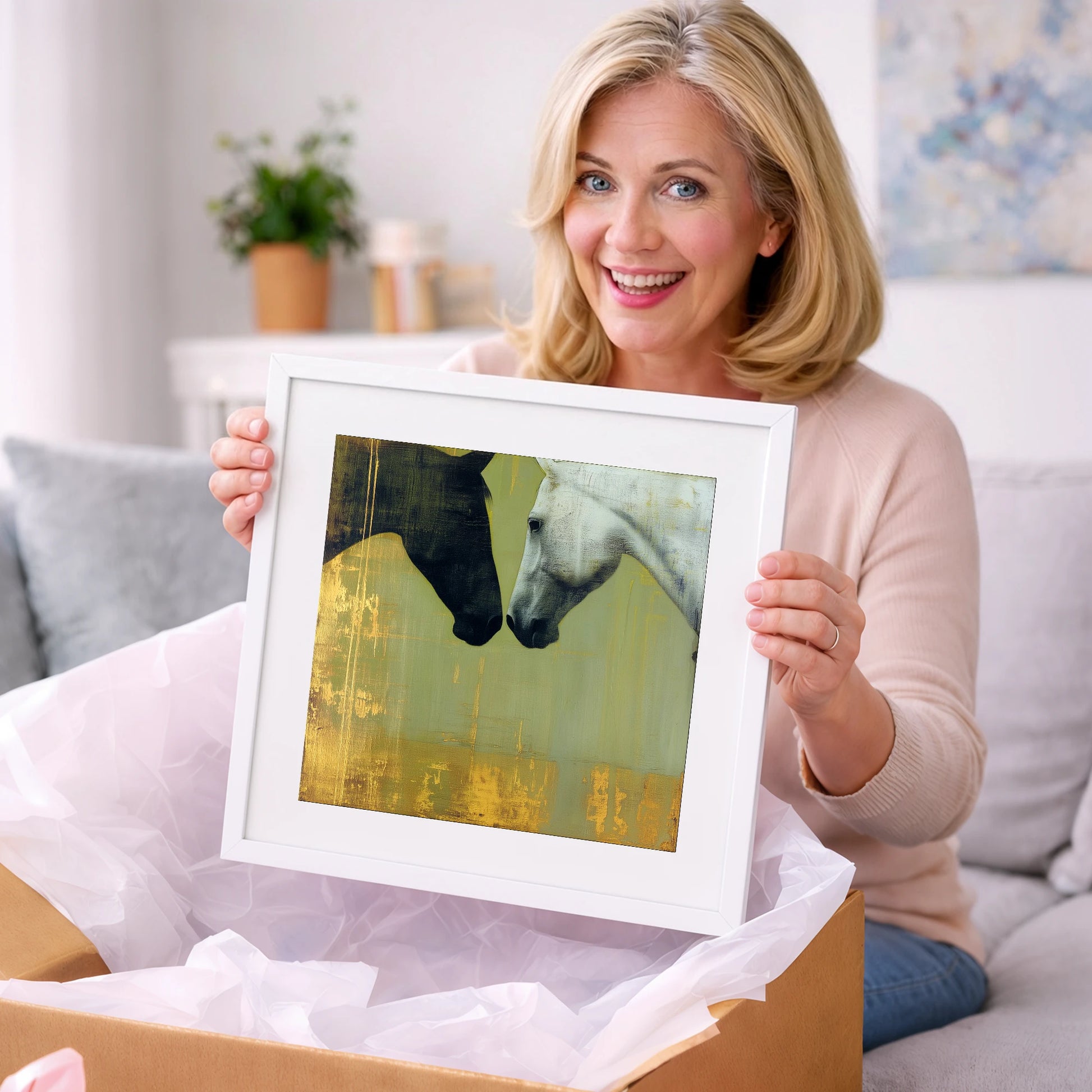 Quiet Connection - horse portrait art gift idea for horse lovers