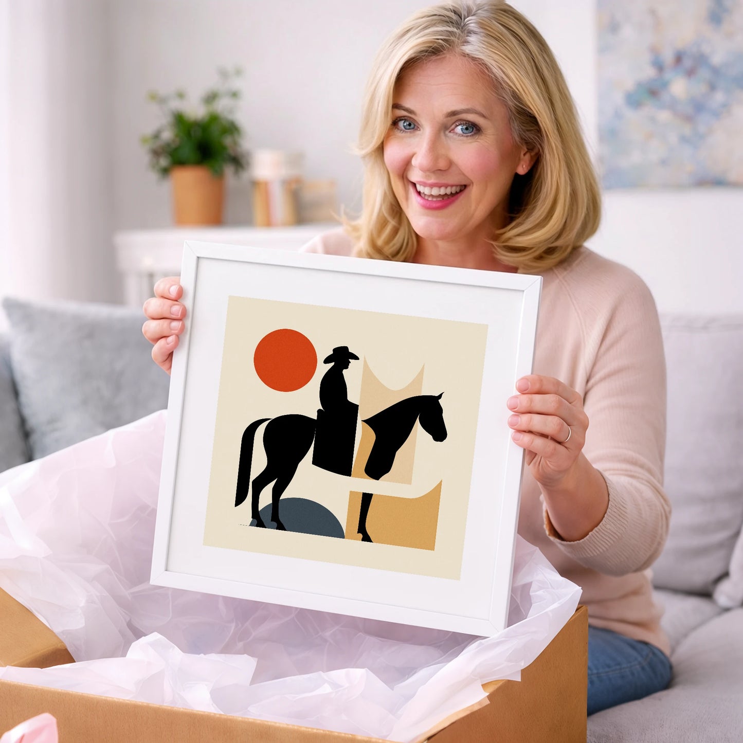 Abstract Western Silhouette - western horse art gift idea for horse lovers