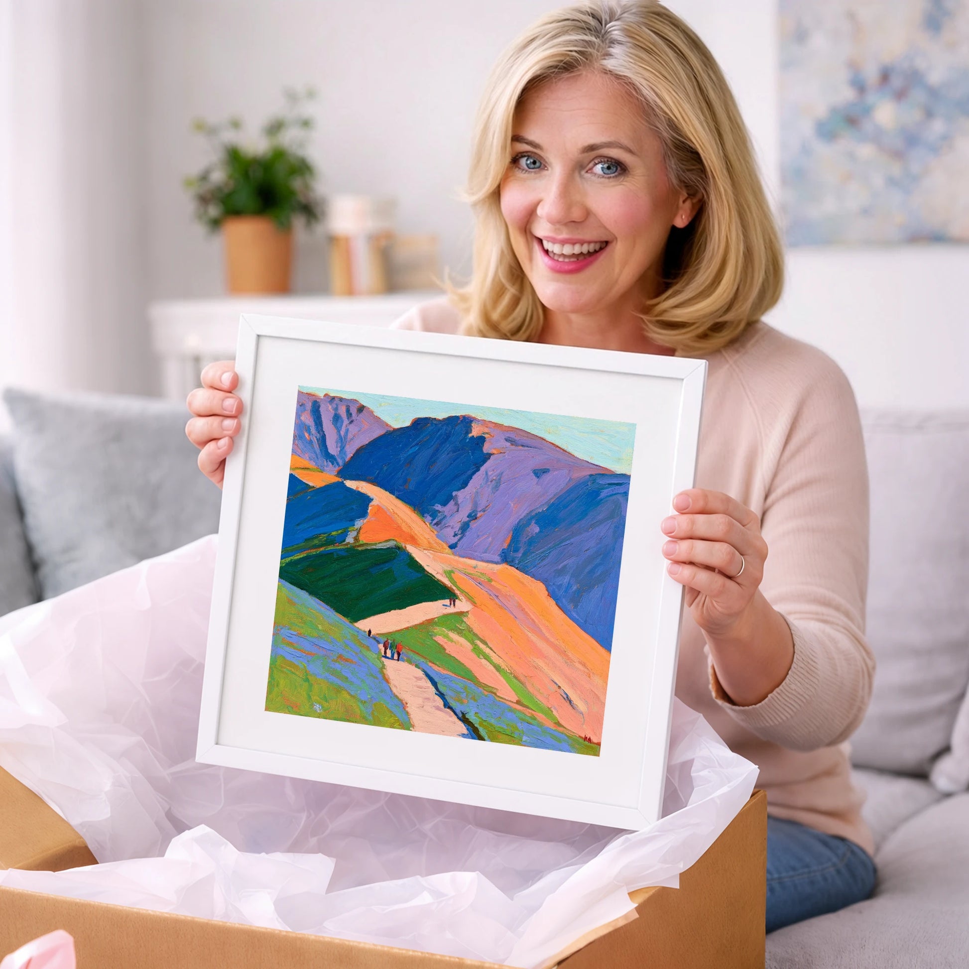 Vibrant Mountain Trail - horse landscape art gift idea for horse lovers