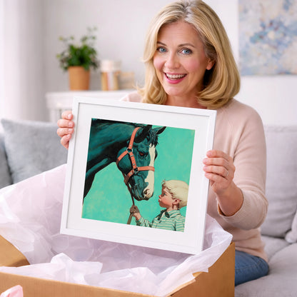 A Quiet Connection - horse & rider art gift idea for horse lovers