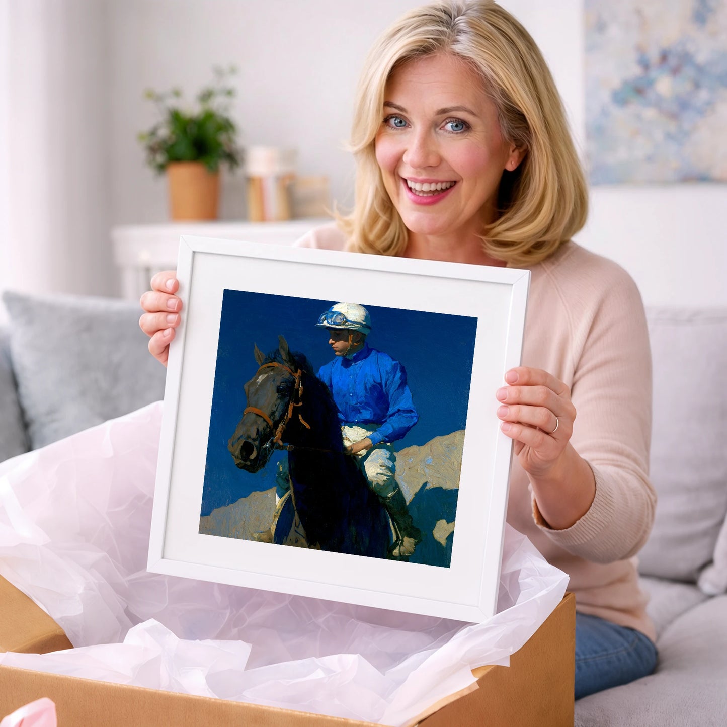 Focus Under Cobalt Skies - racing horse art gift idea for horse lovers
