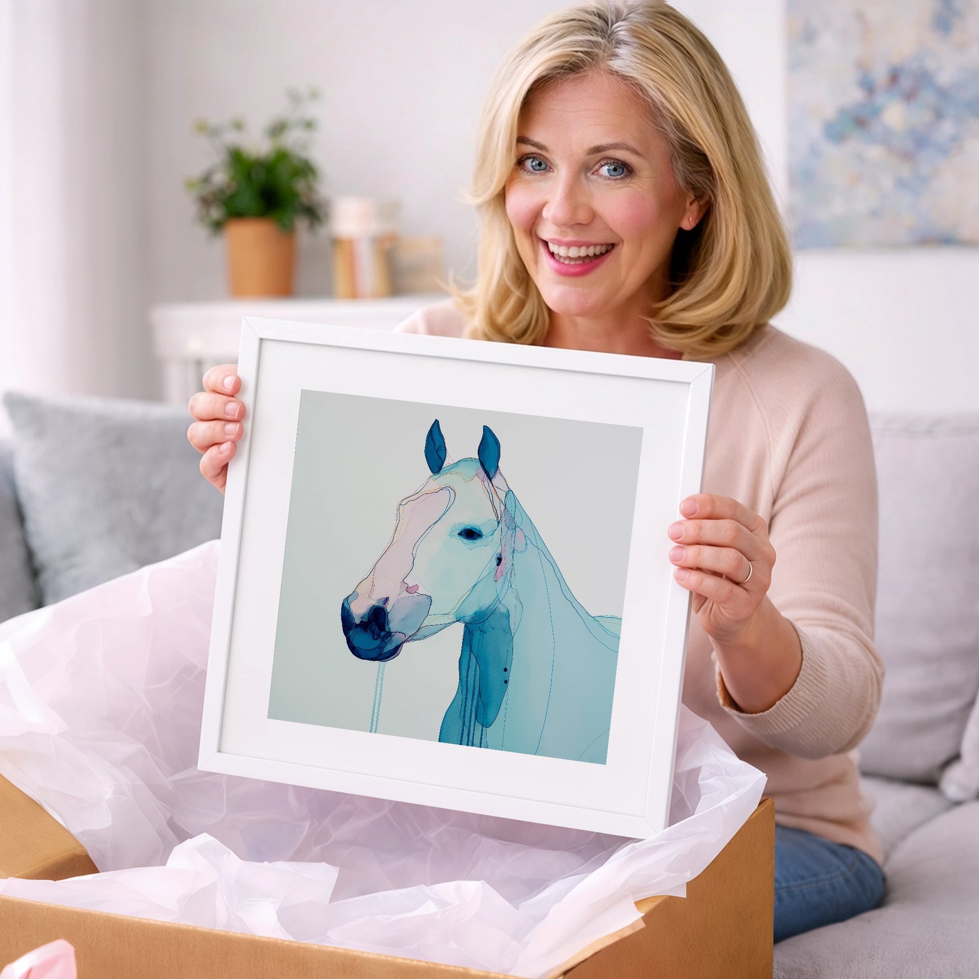 Ethereal Blue Portrait - horse portrait art gift idea for horse lovers