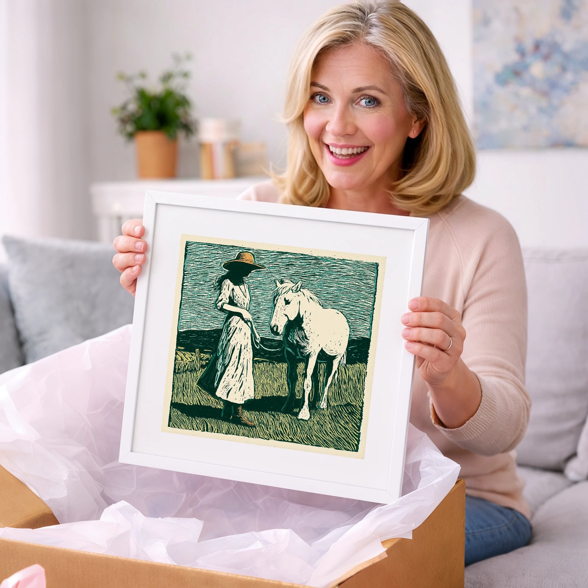 Windswept Companions - horse & rider art gift idea for horse lovers