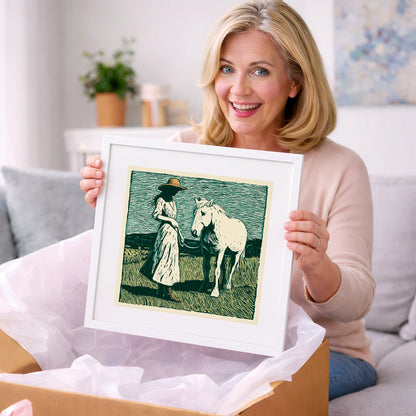 Windswept Companions - horse & rider art gift idea for horse lovers