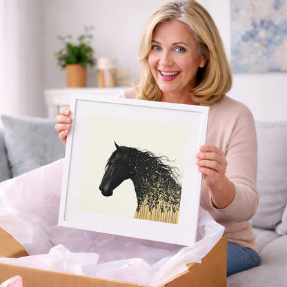 Gilded Midnight Equine - horse breed art gift idea for horse lovers