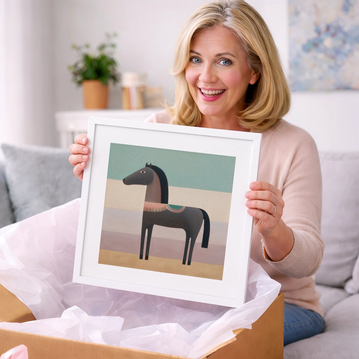 Stylised Charcoal Equine - horse breed art gift idea for horse lovers