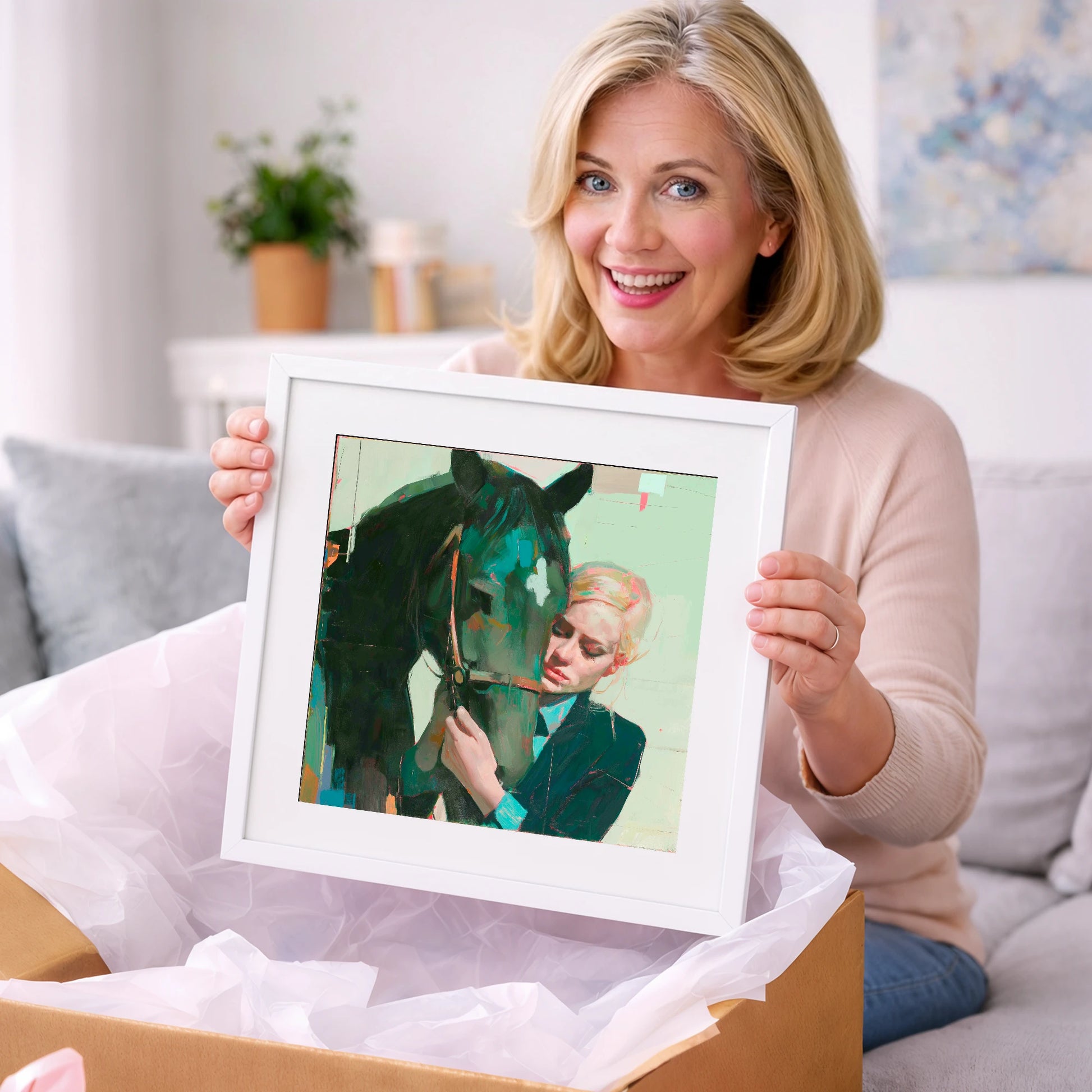 Quiet Connection - horse & rider art gift idea for horse lovers