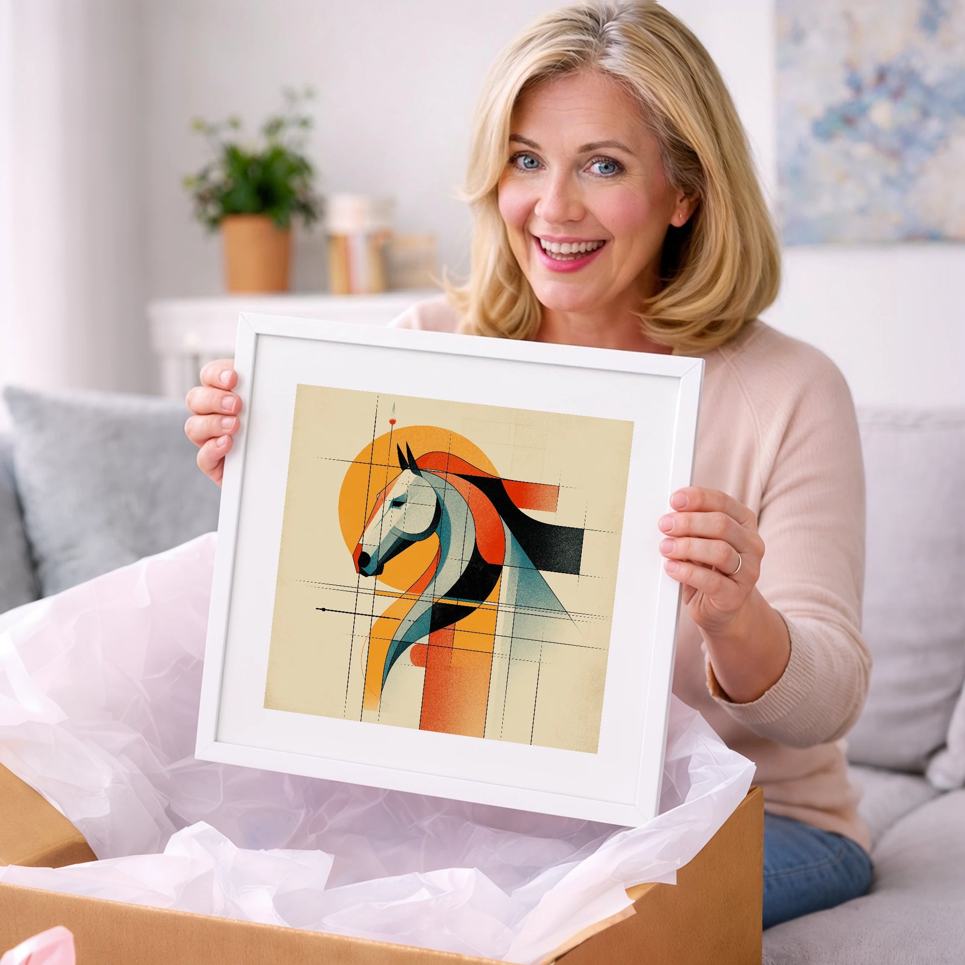 Structured Equine Harmony - horse portrait art gift idea for horse lovers