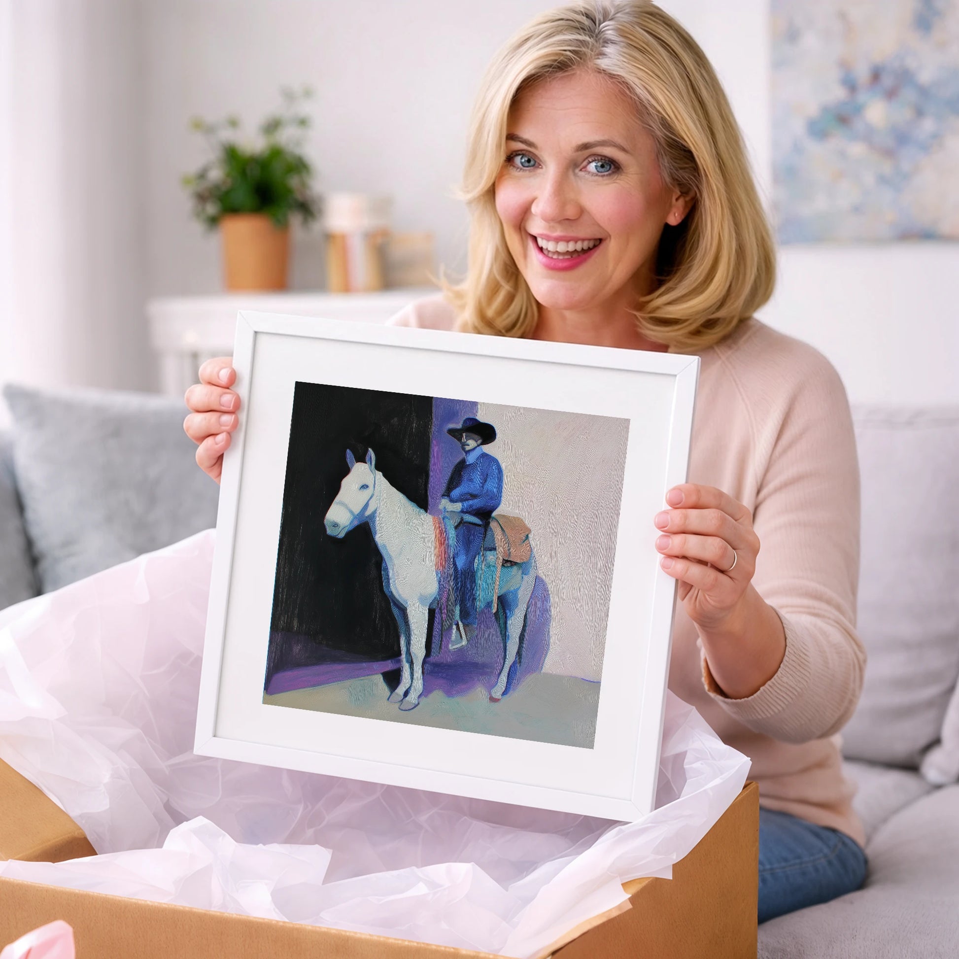 The Indigo Rider - western horse art gift idea for horse lovers