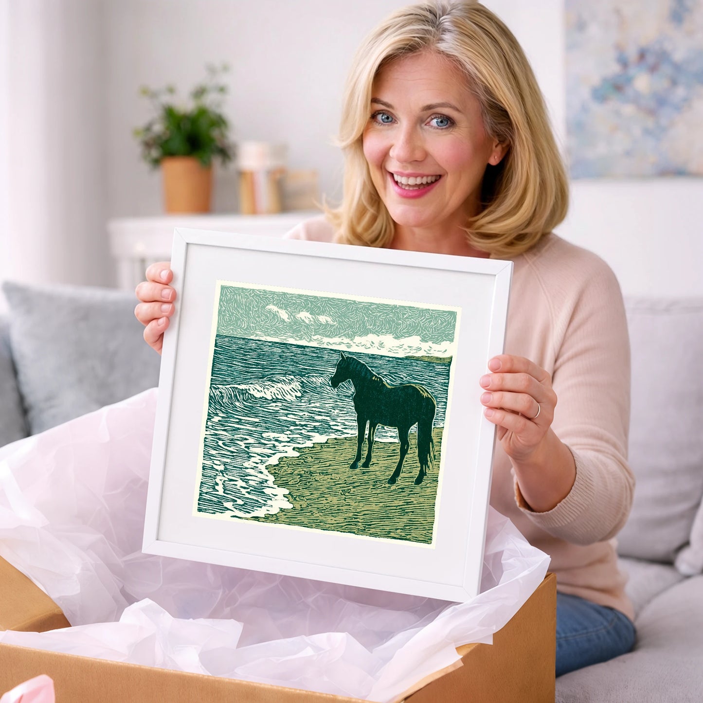 Shoreline Watch - horse landscape art gift idea for horse lovers