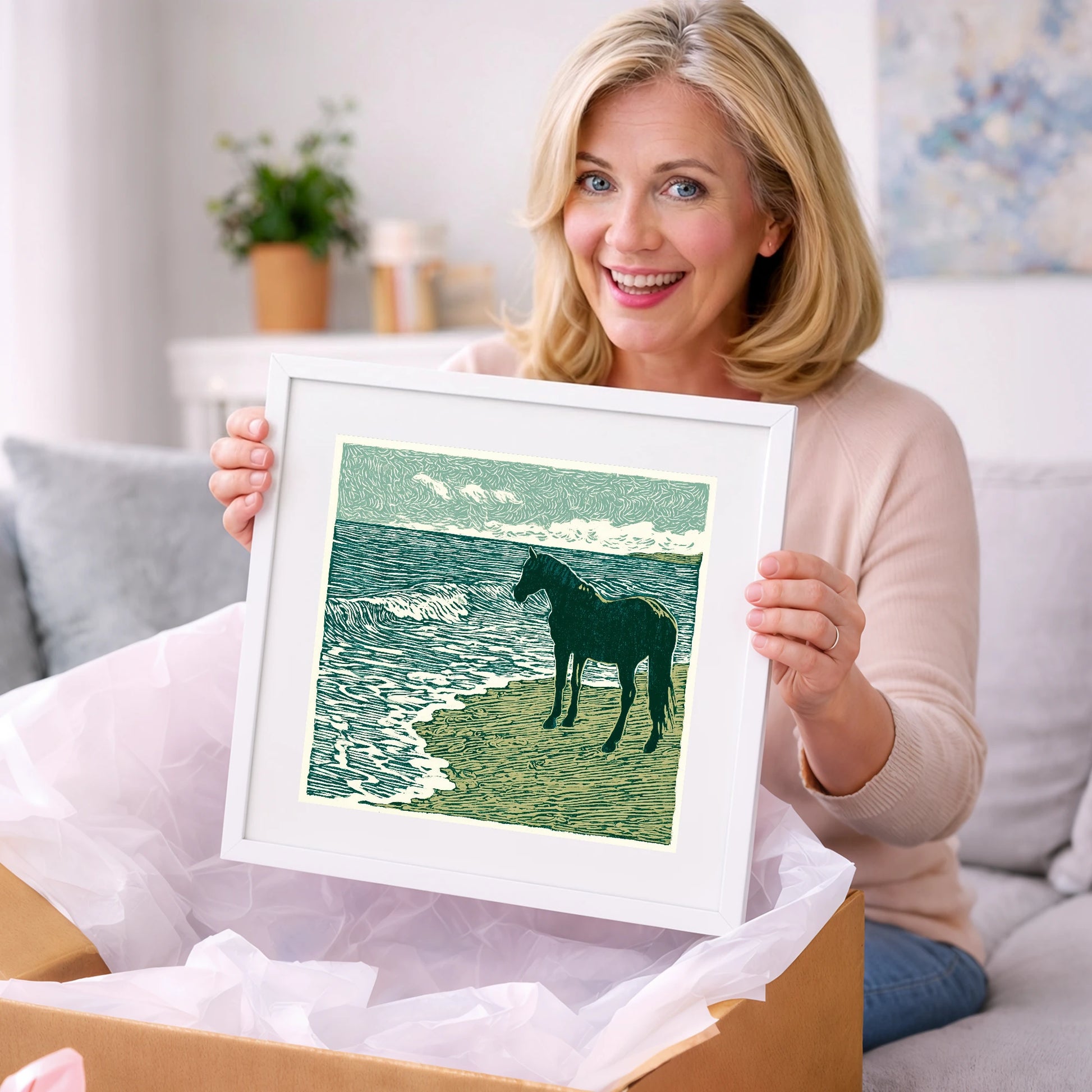 Shoreline Watch - horse landscape art gift idea for horse lovers