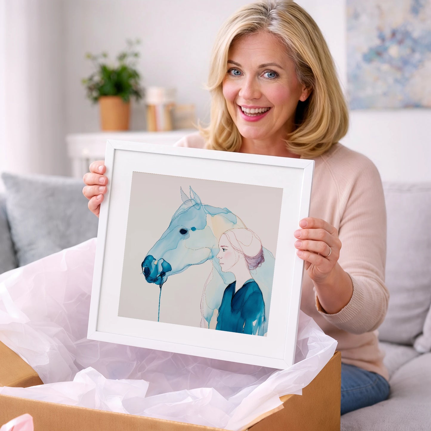 Cerulean Soulmates - horse & rider art gift idea for horse lovers