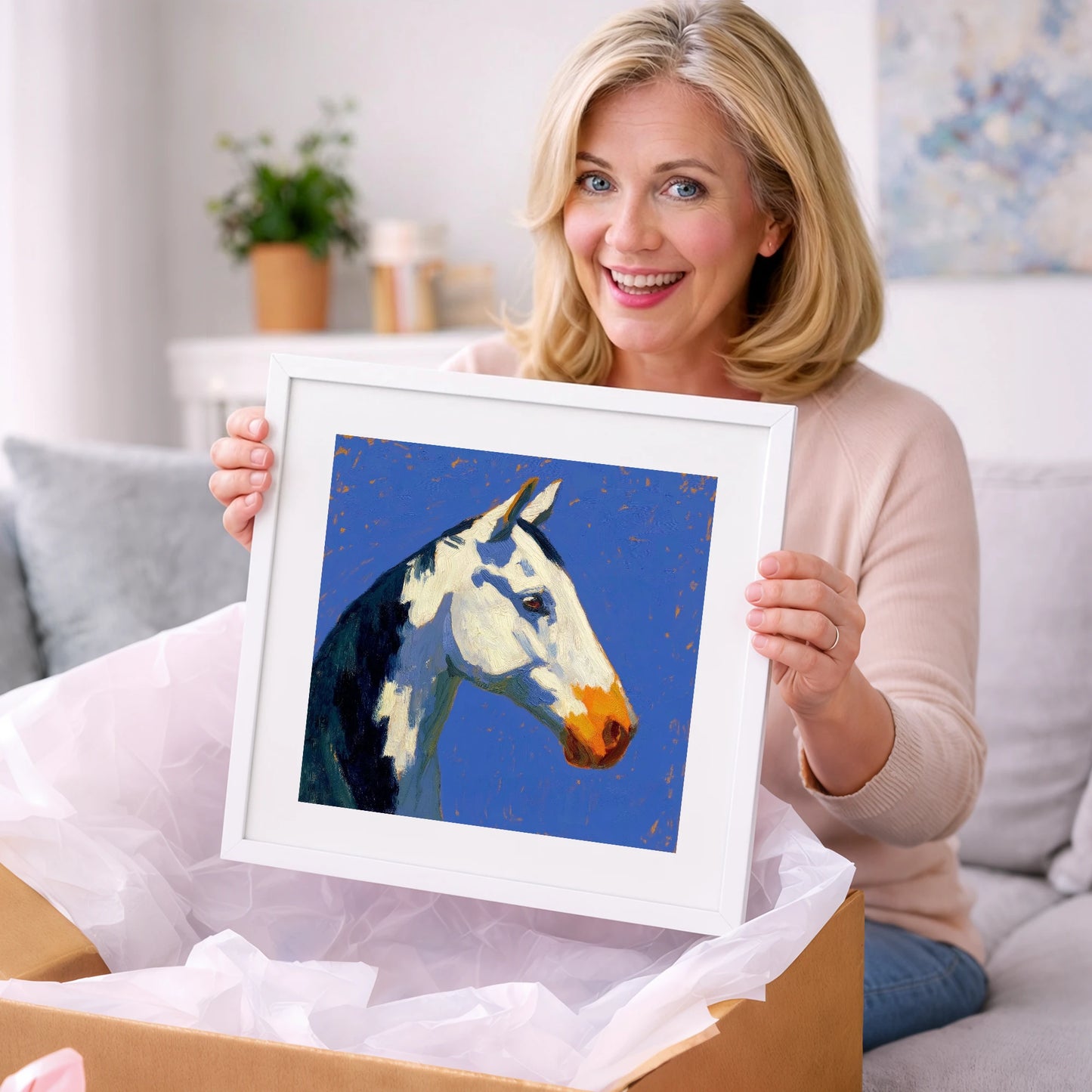 Vibrant Painted Profile - horse portrait art gift idea for horse lovers