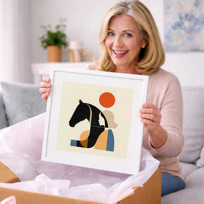 Geometric Equine Harmony - horse & rider art gift idea for horse lovers