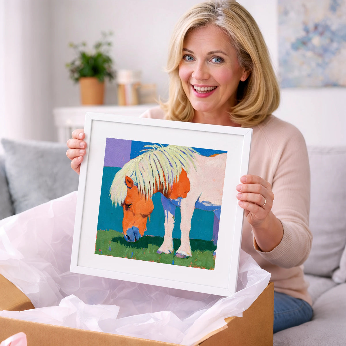 Vibrant Grazing Shetland Pony - horse breed art gift idea for horse lovers