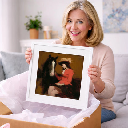 A Quiet Connection - horse & rider art gift idea for horse lovers
