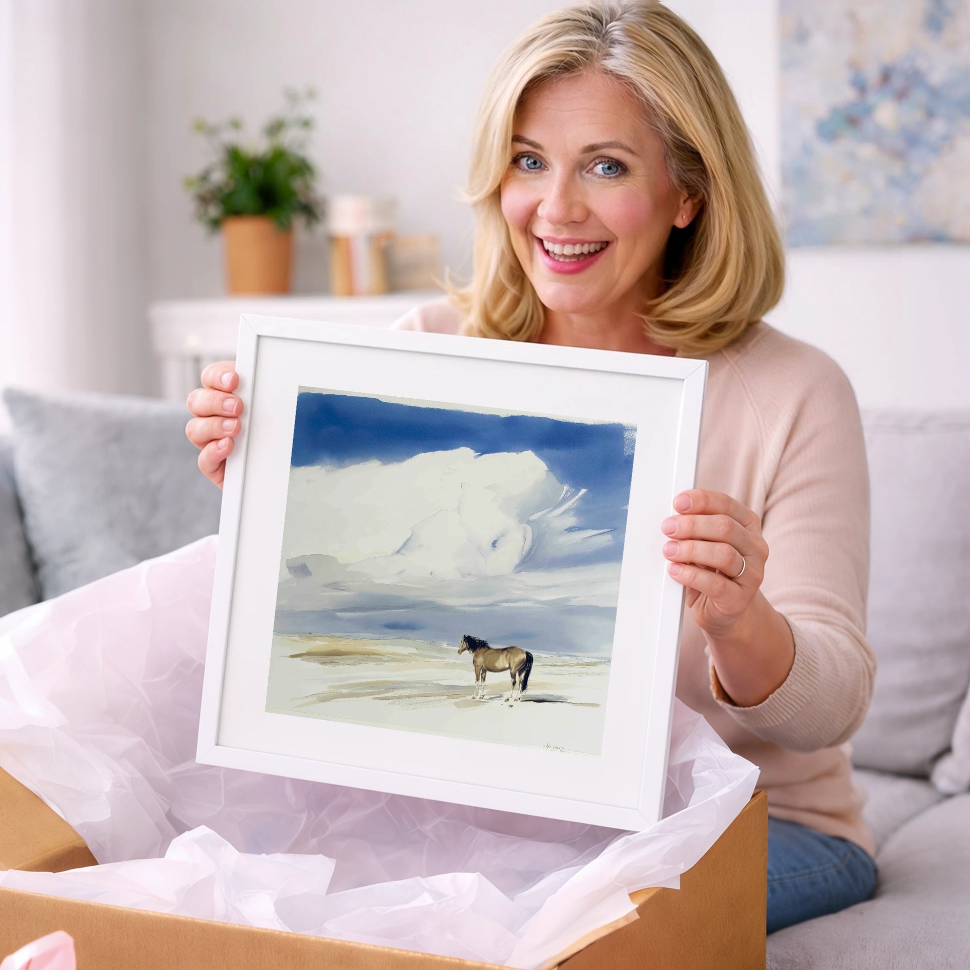 Beneath the Gathering Sky - horse landscape art gift idea for horse lovers