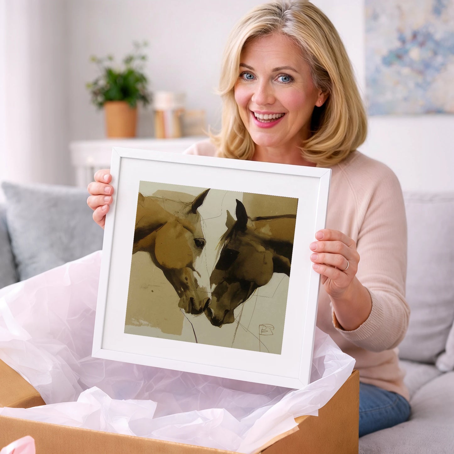 A Silent Bond - horse portrait art gift idea for horse lovers