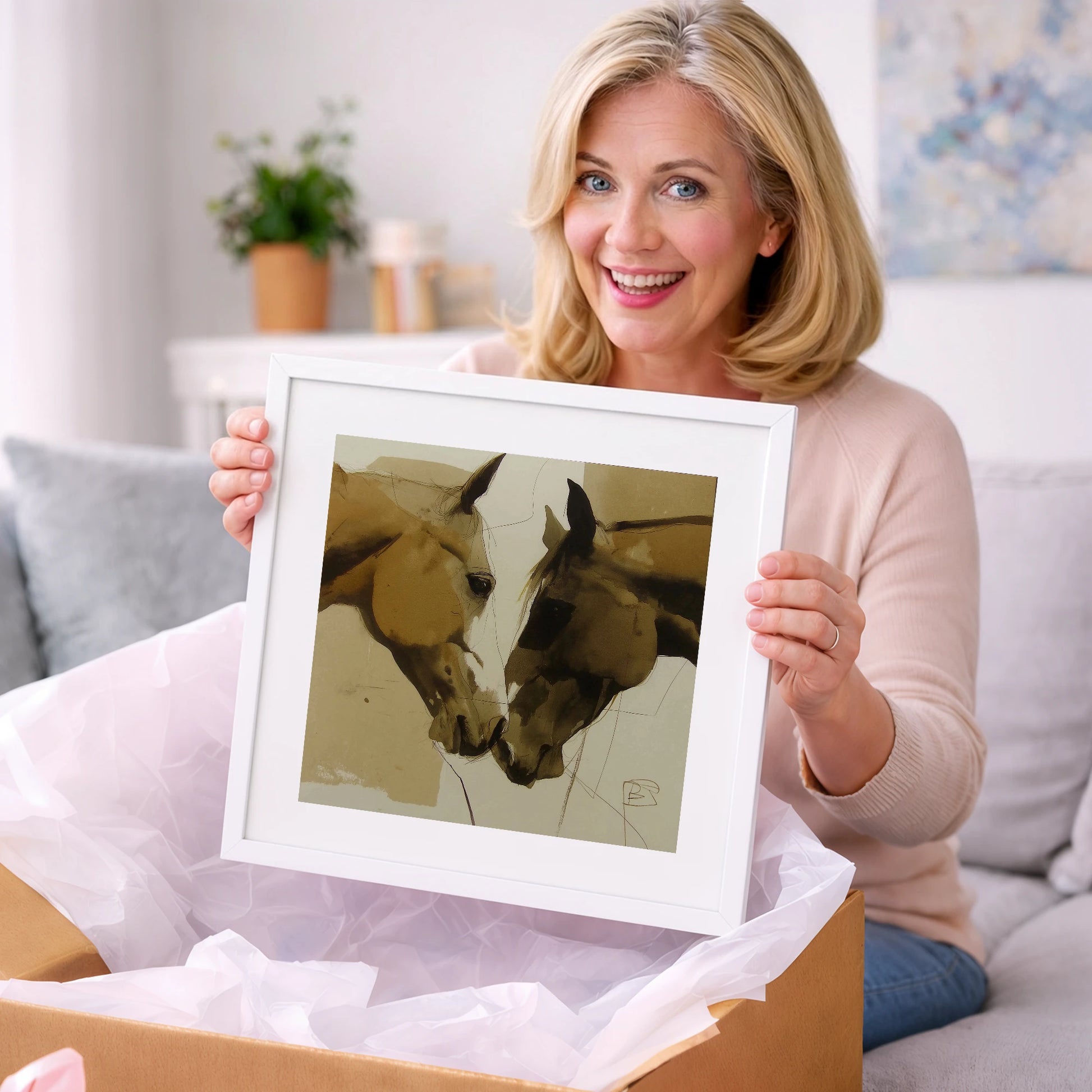 A Silent Bond - horse portrait art gift idea for horse lovers