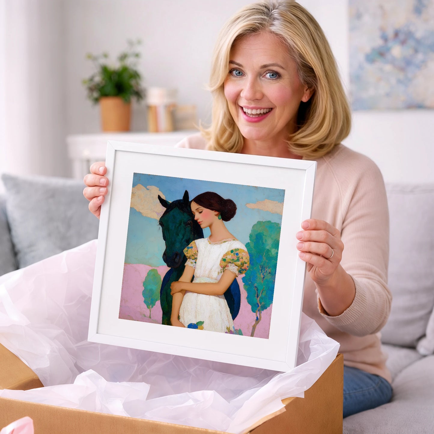 Quiet Colourful Bond - horse & rider art gift idea for horse lovers