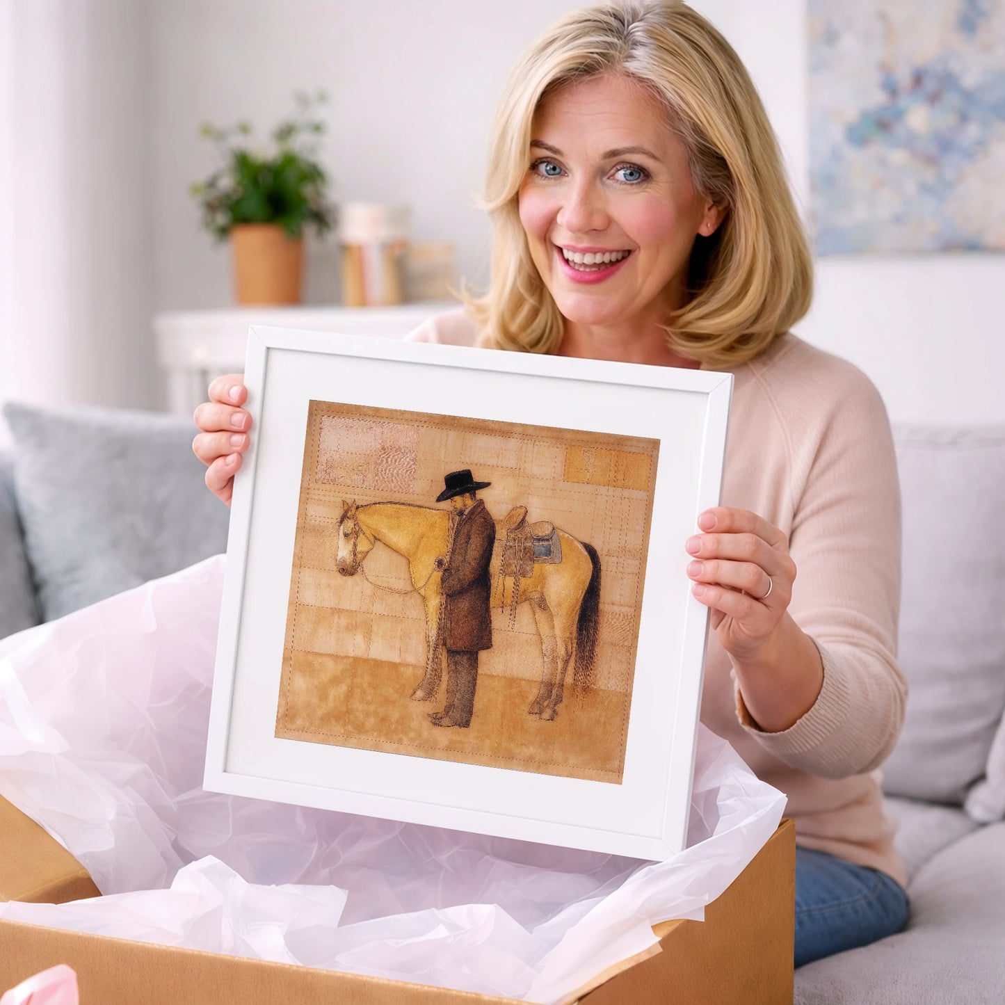 The Quiet Bond - western horse art gift idea for horse lovers