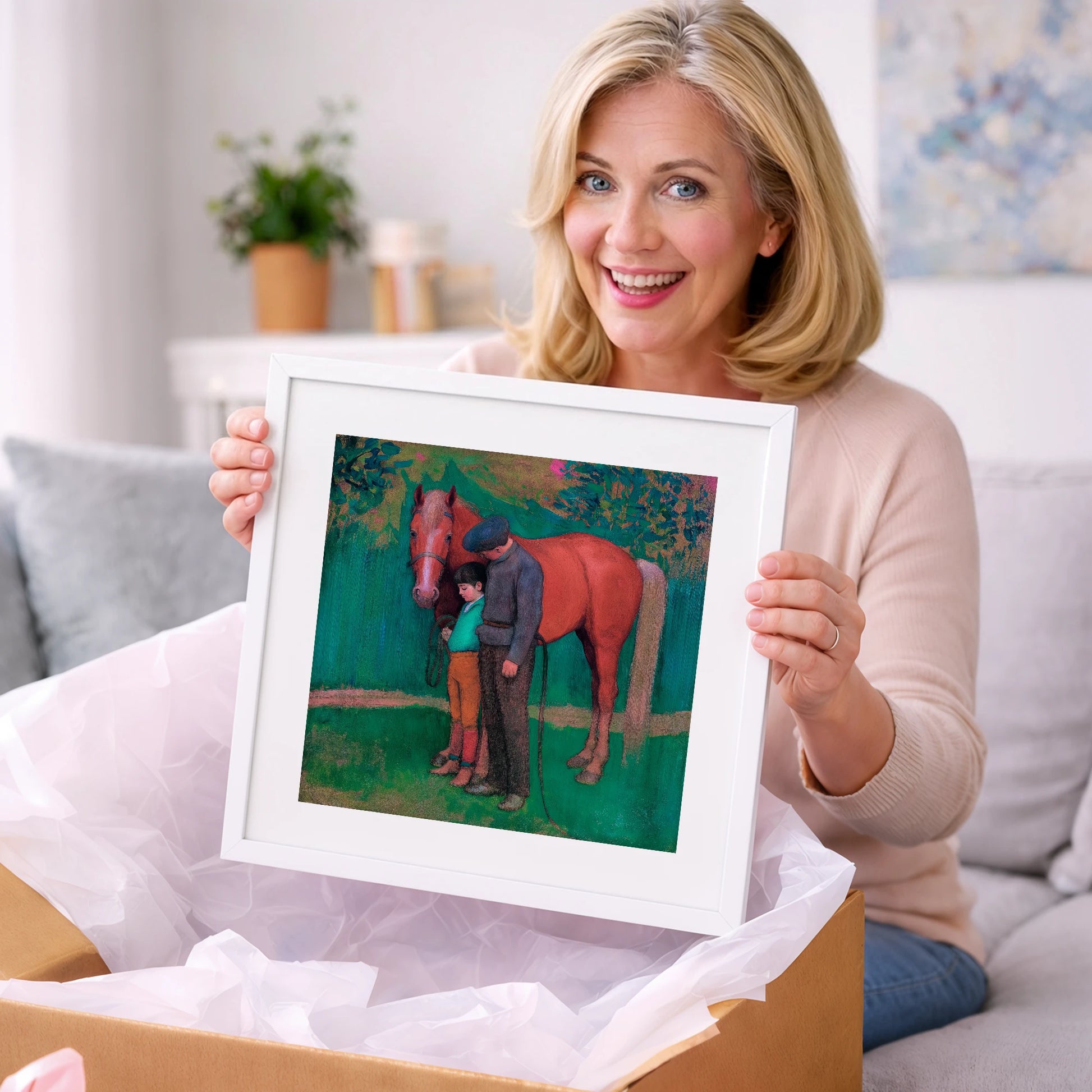 A Quiet Connection - horse & rider art gift idea for horse lovers