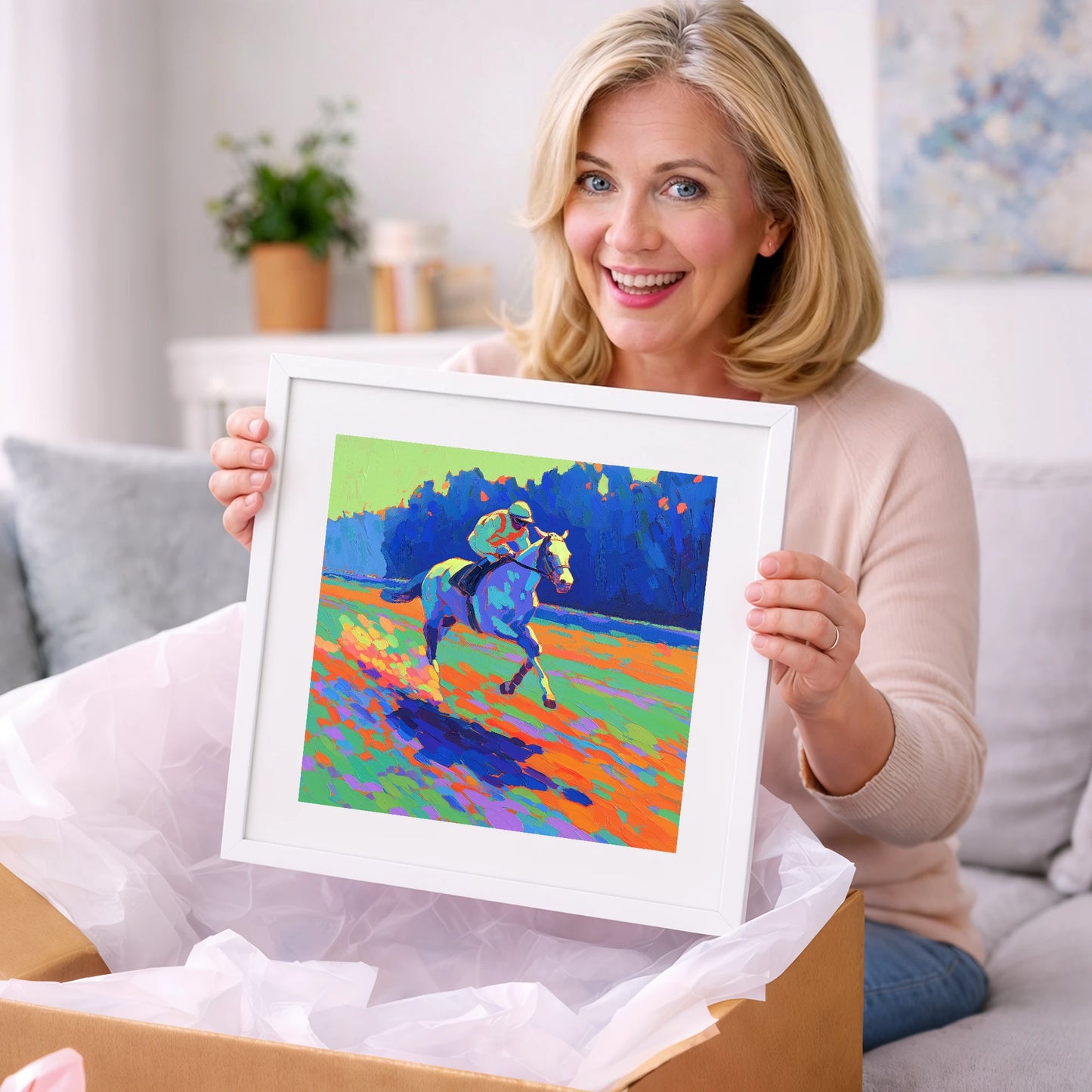 The Vibrant Gallop - racing horse art gift idea for horse lovers
