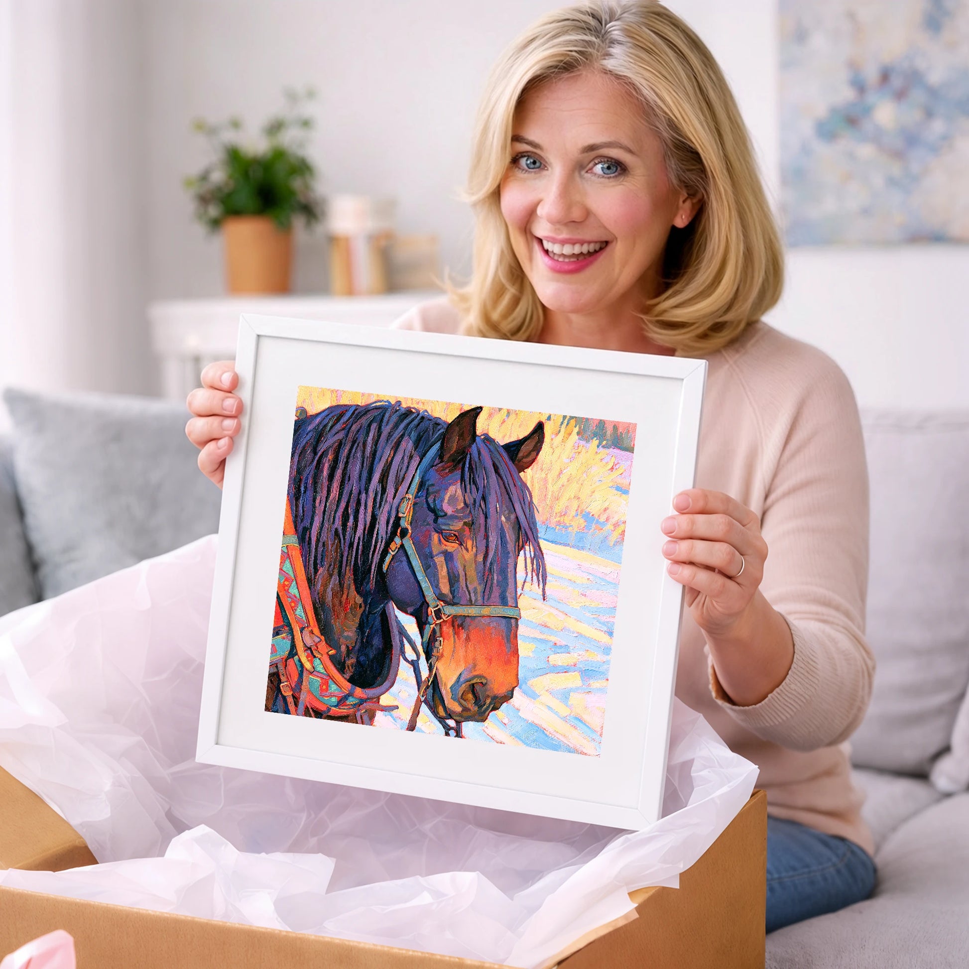 Vibrant Heavy Horse In Winter Light - horse breed art gift idea for horse lovers
