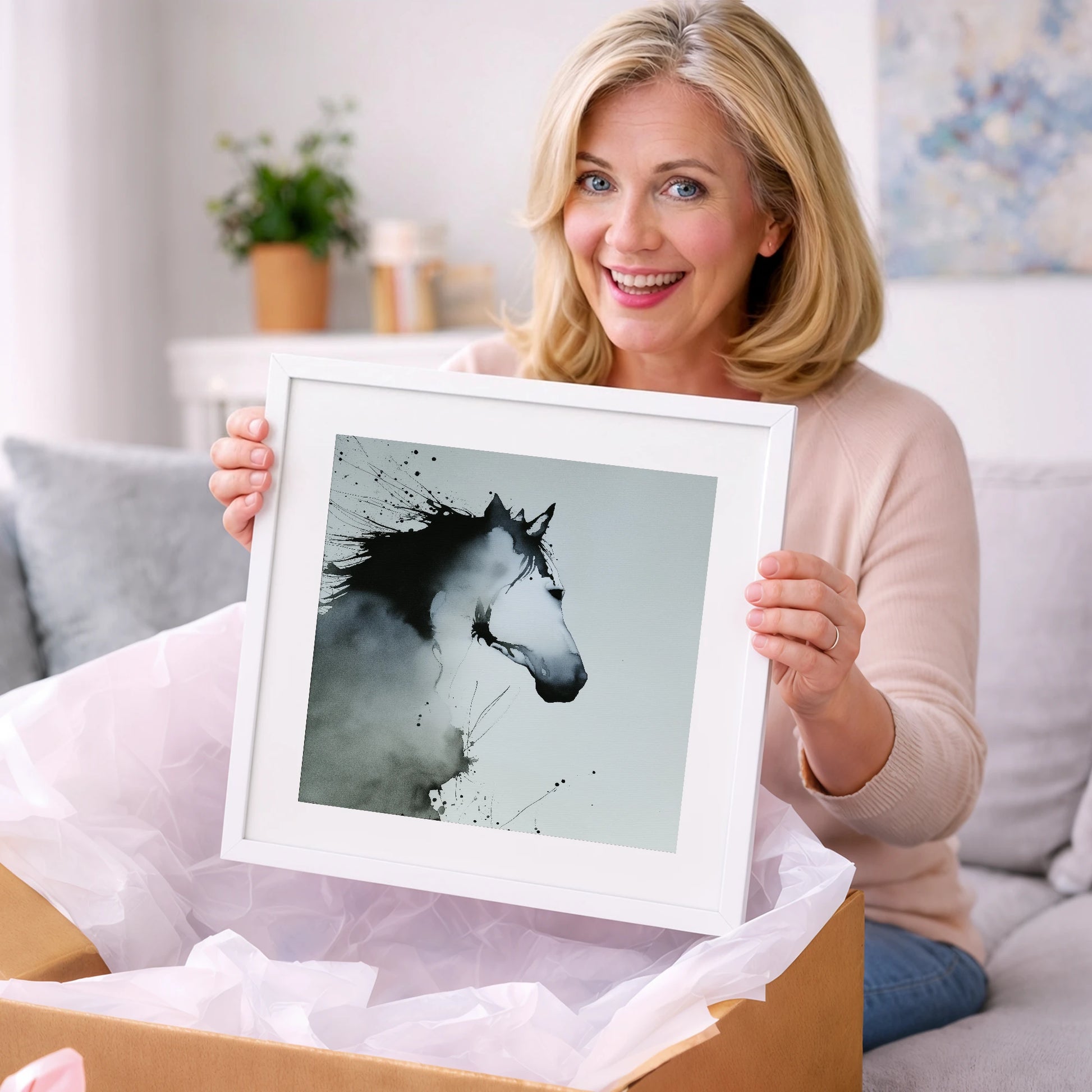 Midnight Wash Profile - horse portrait art gift idea for horse lovers