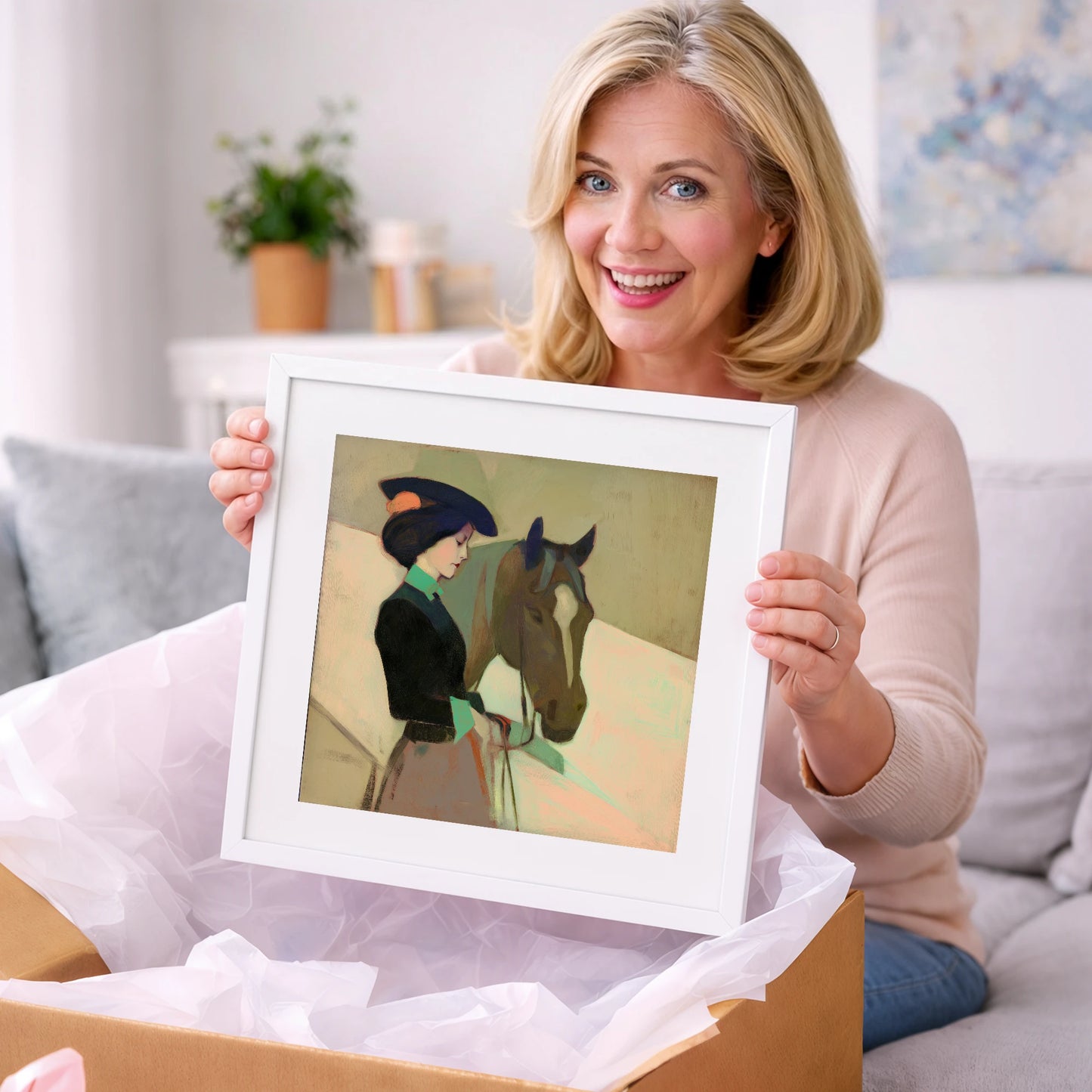 The Elegant Equestrienne - horse & rider art gift idea for horse lovers