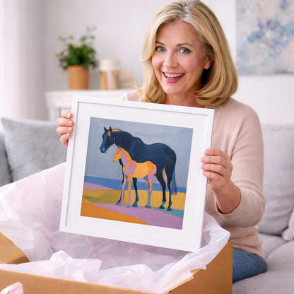 Midnight Mare Radiant Foal - mare & foal art gift idea for horse lovers