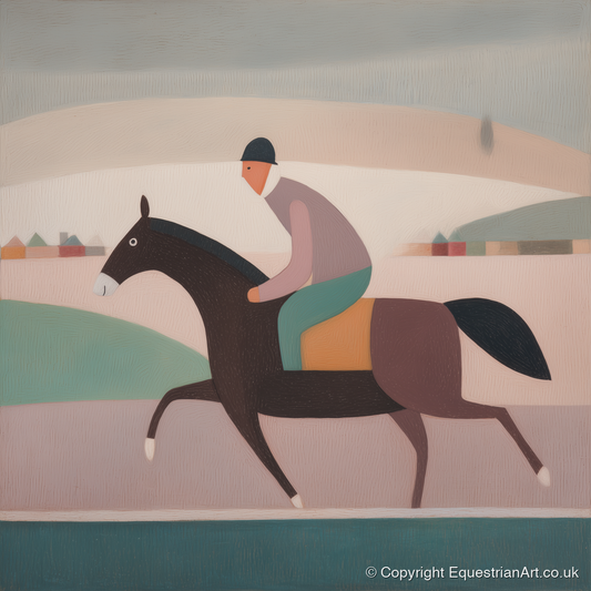 Muted Morning Canter - racing horse art print and canvas by Wallace Bingham A.I