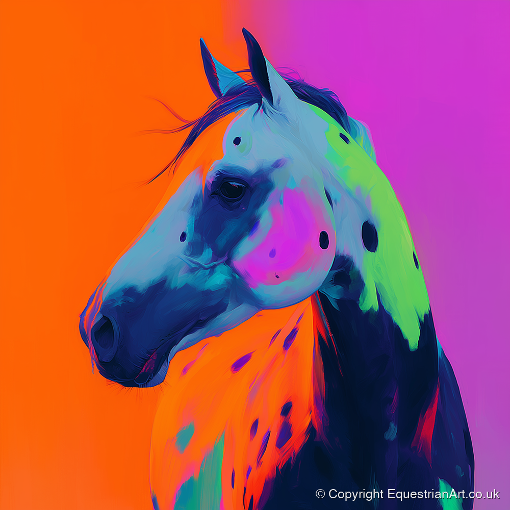 Neon Appaloosa Portrait - horse breed art print and canvas by Lucian Prescott A.I