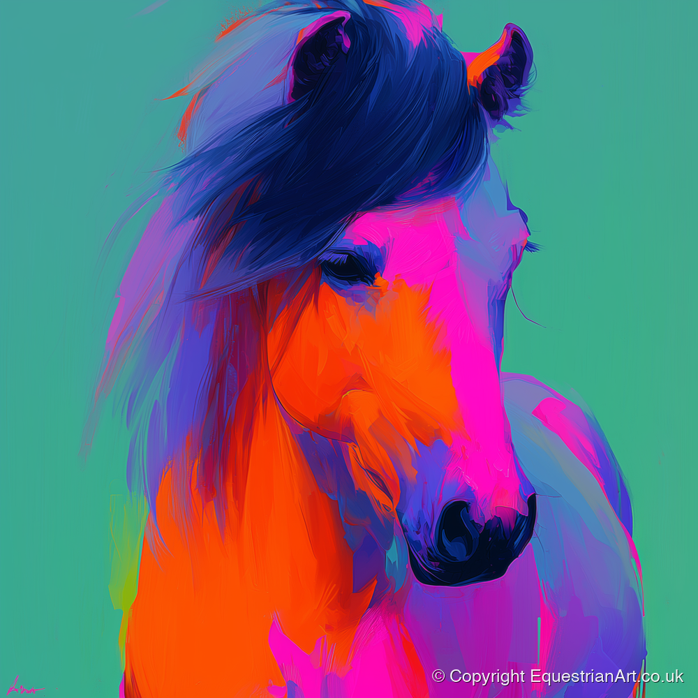Neon Equine Spirit - horse breed art print and canvas by Lucian Prescott A.I