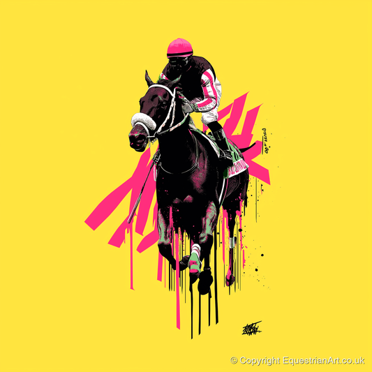 Neon Gallop - racing horse art print and canvas by Maximilian Somerset A.I