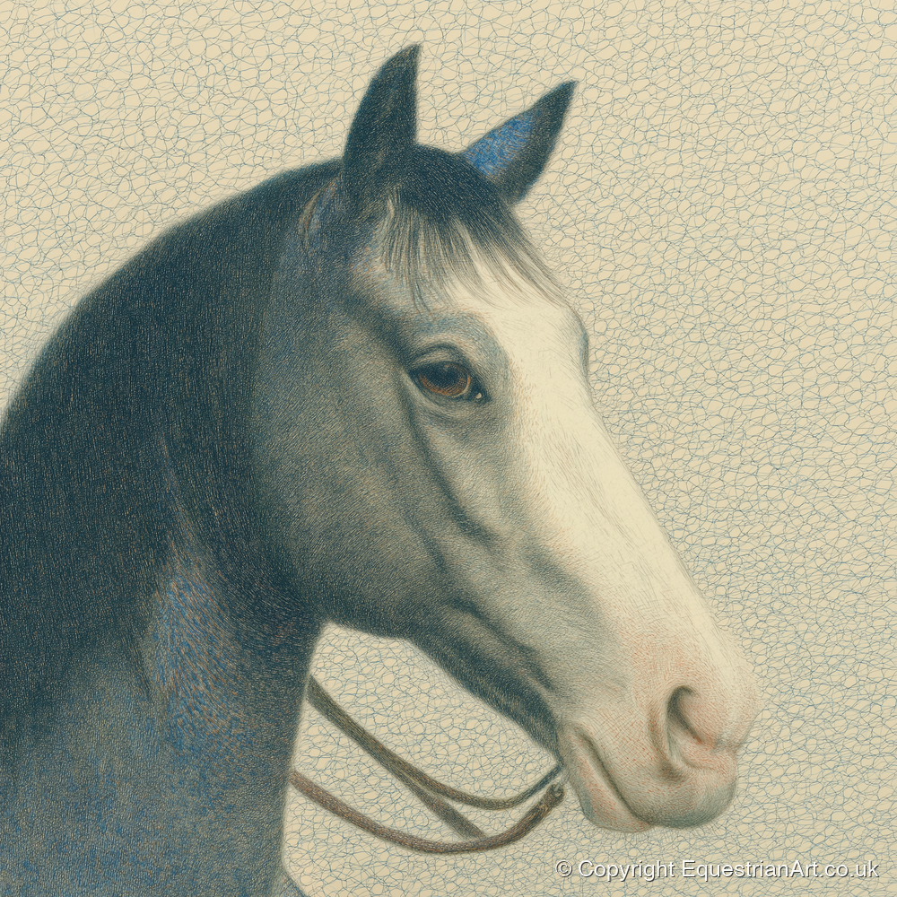 Noble Grey Portrait - horse portrait art print and canvas by Arthur Sterling A.I