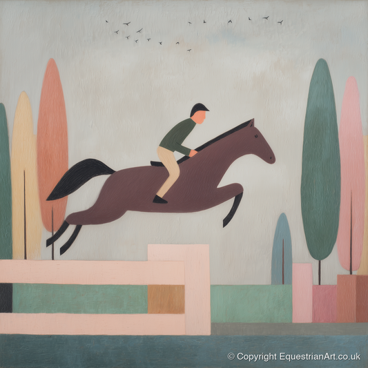 Nostalgic Clear Round - show jumping horse art print and canvas by Wallace Bingham A.I